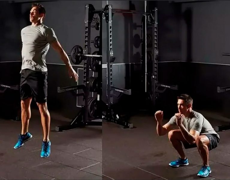 Jumping out of a deep sit and half squat